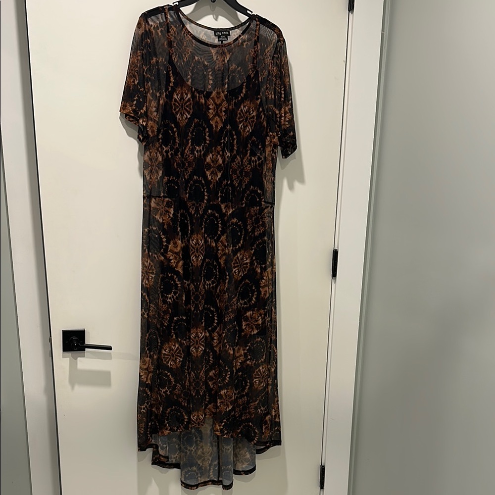 City Chic Black and Orange High-Low Maxi Dress